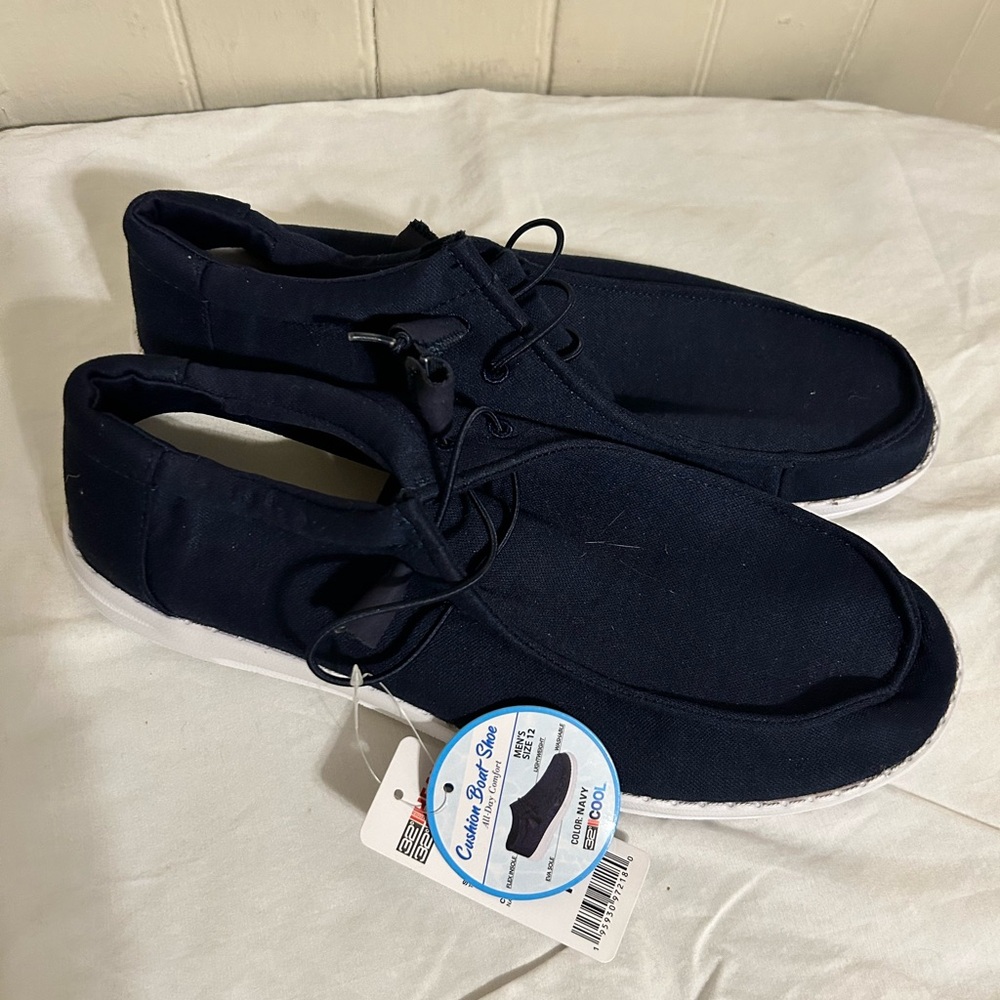 NWT 32 Degrees Men’s Cushion Boat Shoe -Navy Blue-Size 12